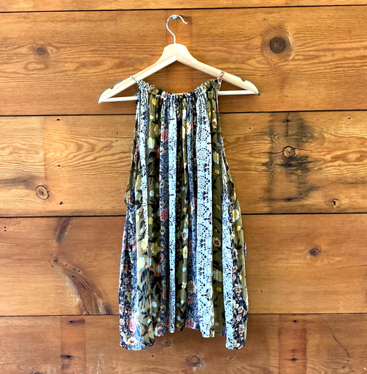 36 / S - Isabel Marant Orange Printed Silk Patchwork Boho Flowy Tank Top 1107VL