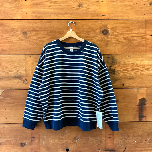 XL - Lululemon Navy Striped Fleece Perfectly Oversized Sweatshirt NEW 1206HP