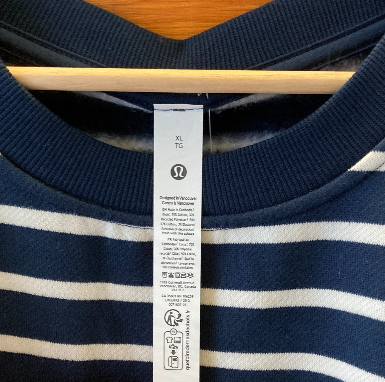 XL - Lululemon Navy Striped Fleece Perfectly Oversized Sweatshirt NEW 1206HP