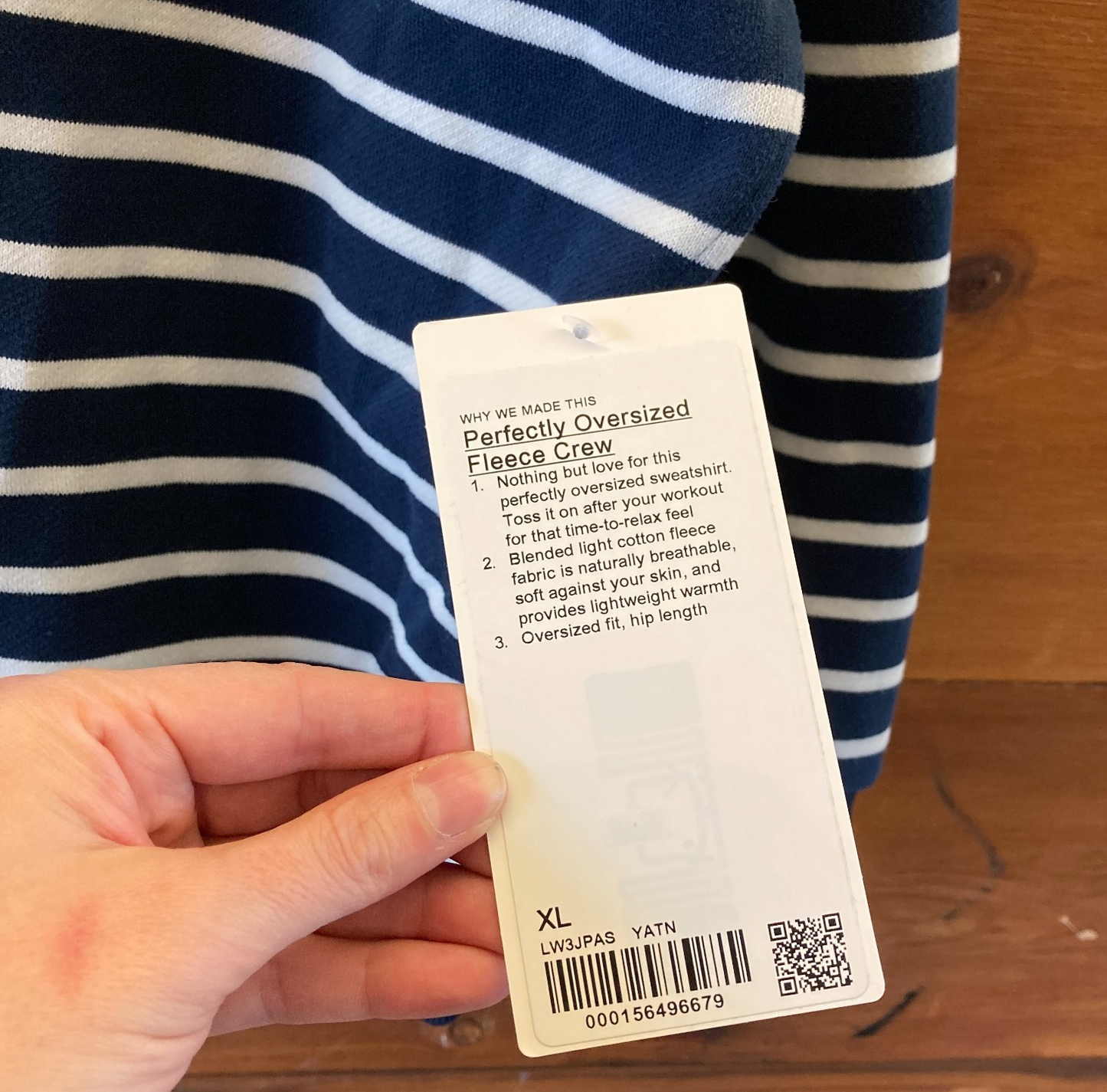 XL - Lululemon Navy Striped Fleece Perfectly Oversized Sweatshirt NEW 1206HP