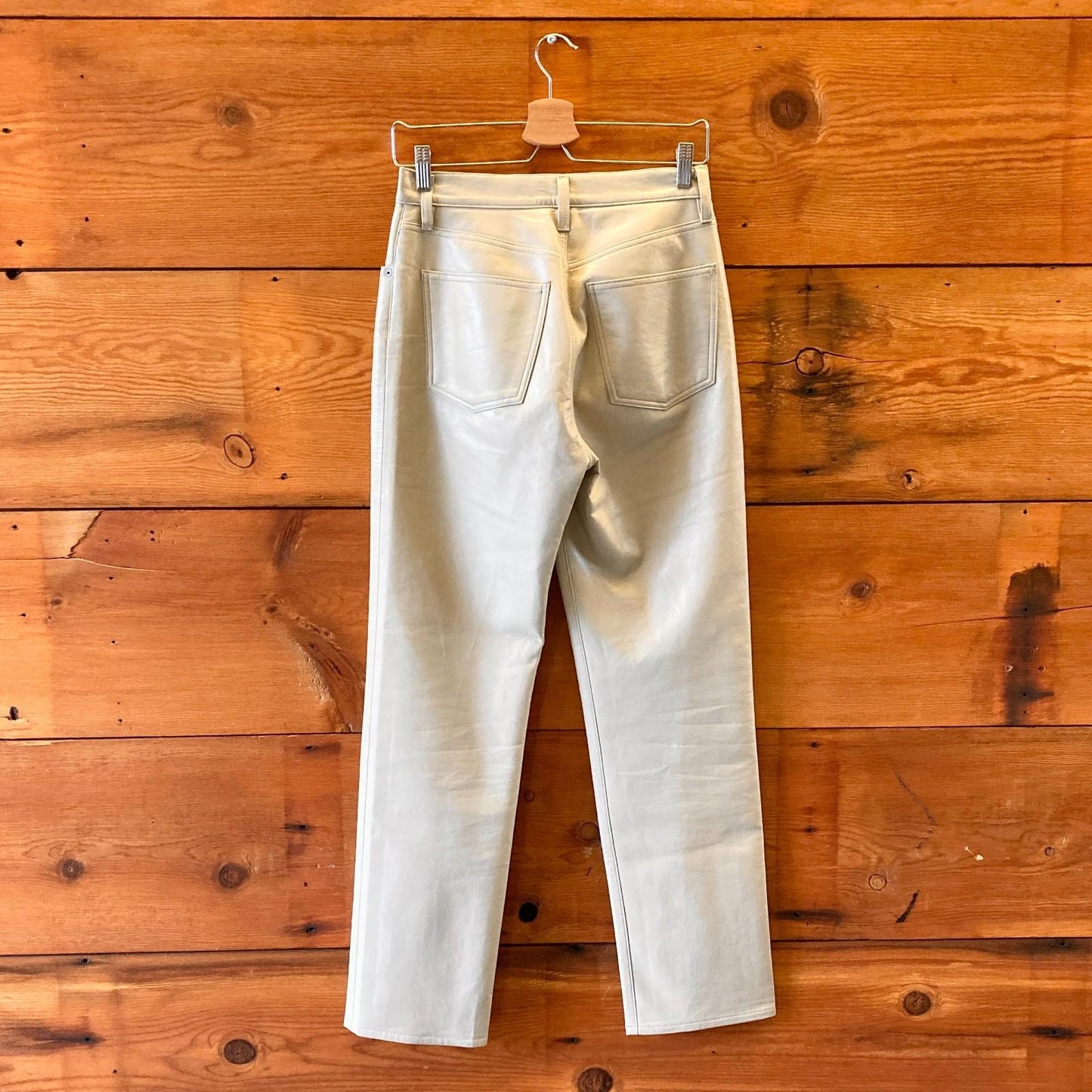 26 - AGoldE Tan Faux Leather Straight Leg Womens Pants 0804JN