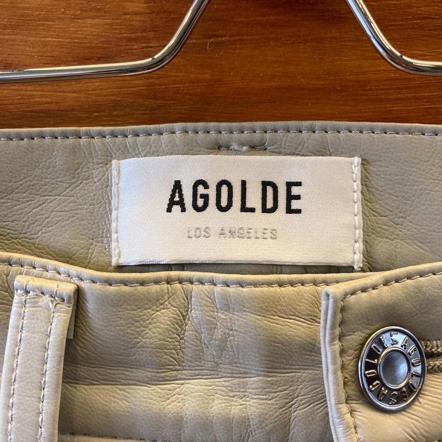 26 - AGoldE Tan Faux Leather Straight Leg Womens Pants 0804JN