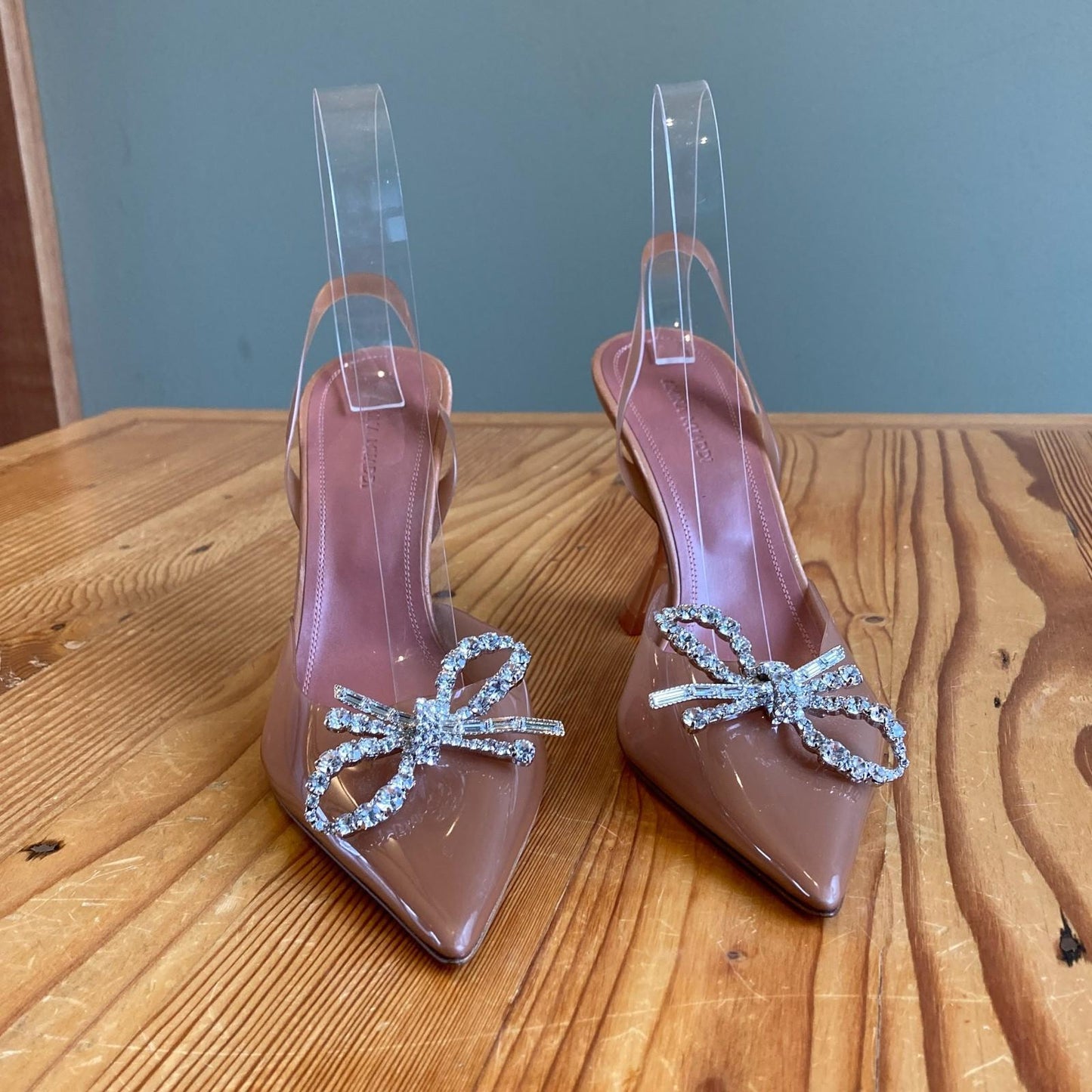 39 / 9 - Amina Muadi $1190 Brown Rose Crystal Embellished Heels Shoes NEW 0426CR