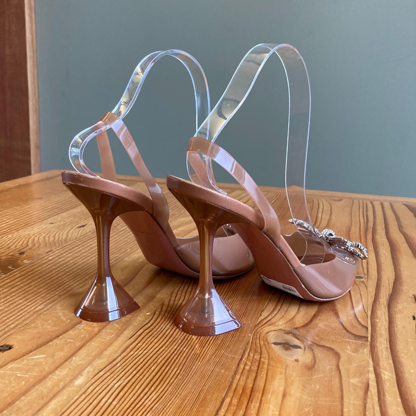 39 / 9 - Amina Muadi $1190 Brown Rose Crystal Embellished Heels Shoes NEW 0426CR