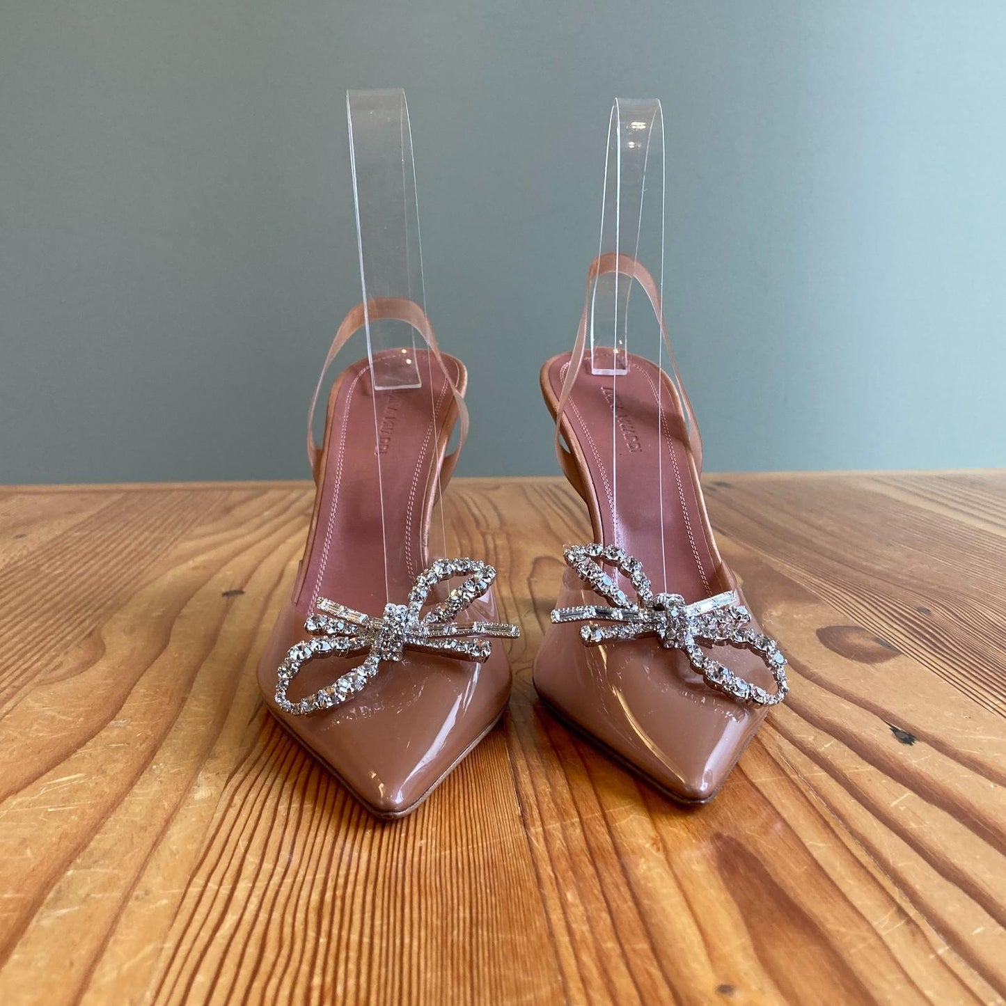 39 / 9 - Amina Muadi $1190 Brown Rose Crystal Embellished Heels Shoes NEW 0426CR