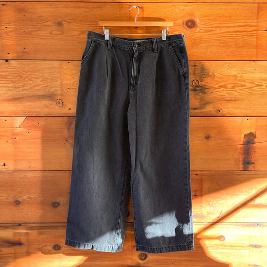 32 - Madewell $138 Black Wash HIgh Rise The Harlow Wide Leg Jeans NEW 0106KA