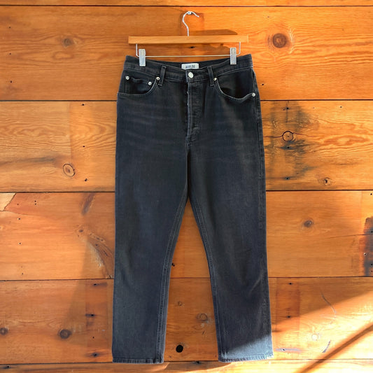 29 - AGOLDE Black Wash Denim Button Fly Straight Leg Riley Jeans 0816TB