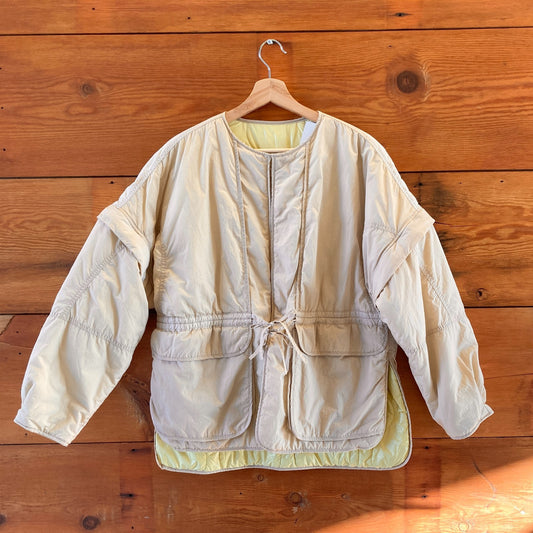 S - Lululemon $298 Khaki Insulated Convertible Sleeve Snap Button Coat 0920PW