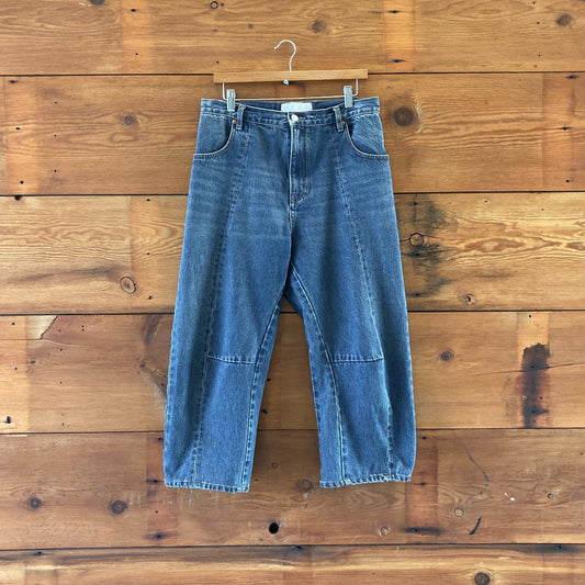 BB / Medium Short - Roucha Medium Wash Daphnis Barrel Baggy Leg Jeans 0326EN