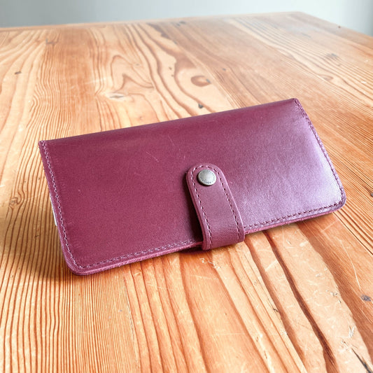 Portland Leather Goods Plum Purple Leather Snap Front Clutch Wallet 0322AS