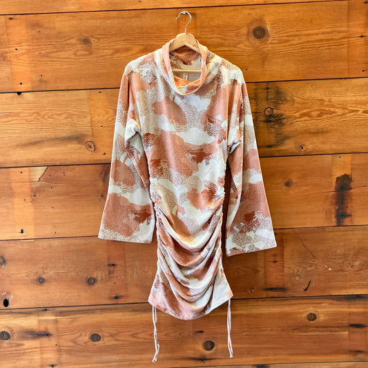 M - Daily Practice Anthropologie NEW Orange Print Cowl Neck Tunic Dress 0107KA