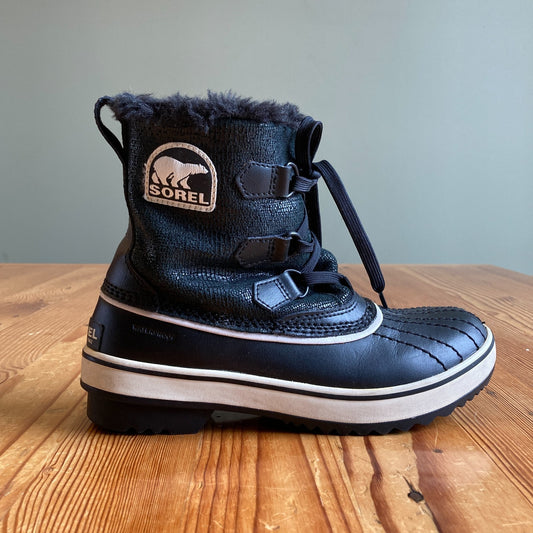 7 - Sorel Black Tivoli IV Waterproof Womens Faux Fur Cuffed Snow Boots 0106KD