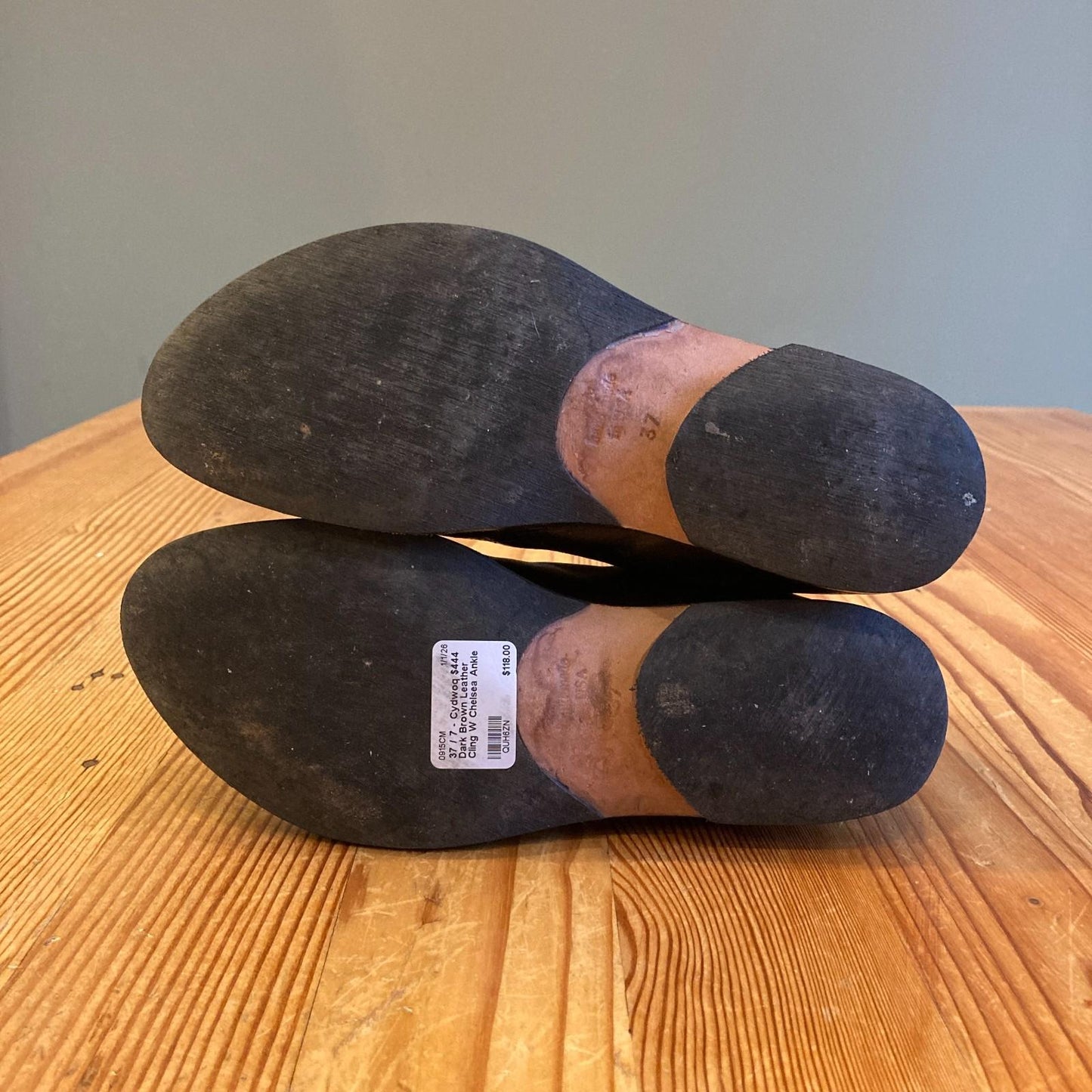 37 / 7 - Cydwoq $444 Dark Brown Leather Cling W Chelsea Ankle Boots 0915CM