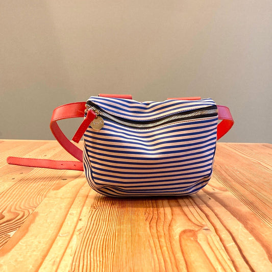 Clare V. Blue White Stripe Supreme Waist Pack Hip Red Belt Bag 0106MG