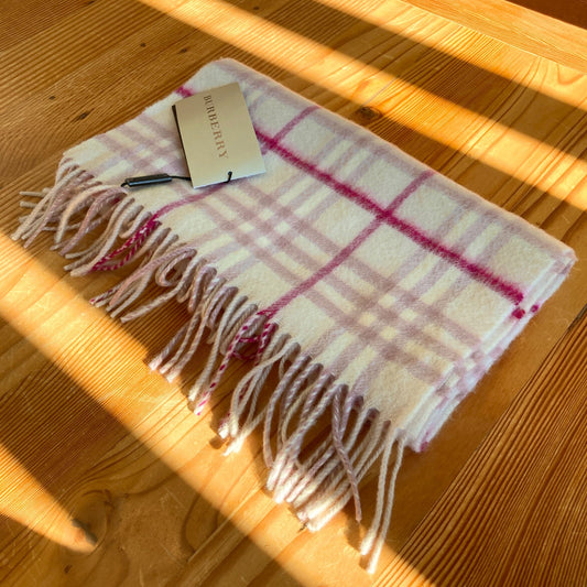 Burberry NEW $265 Dusty Pink Check Icon Cashmere Scarf 0322AS