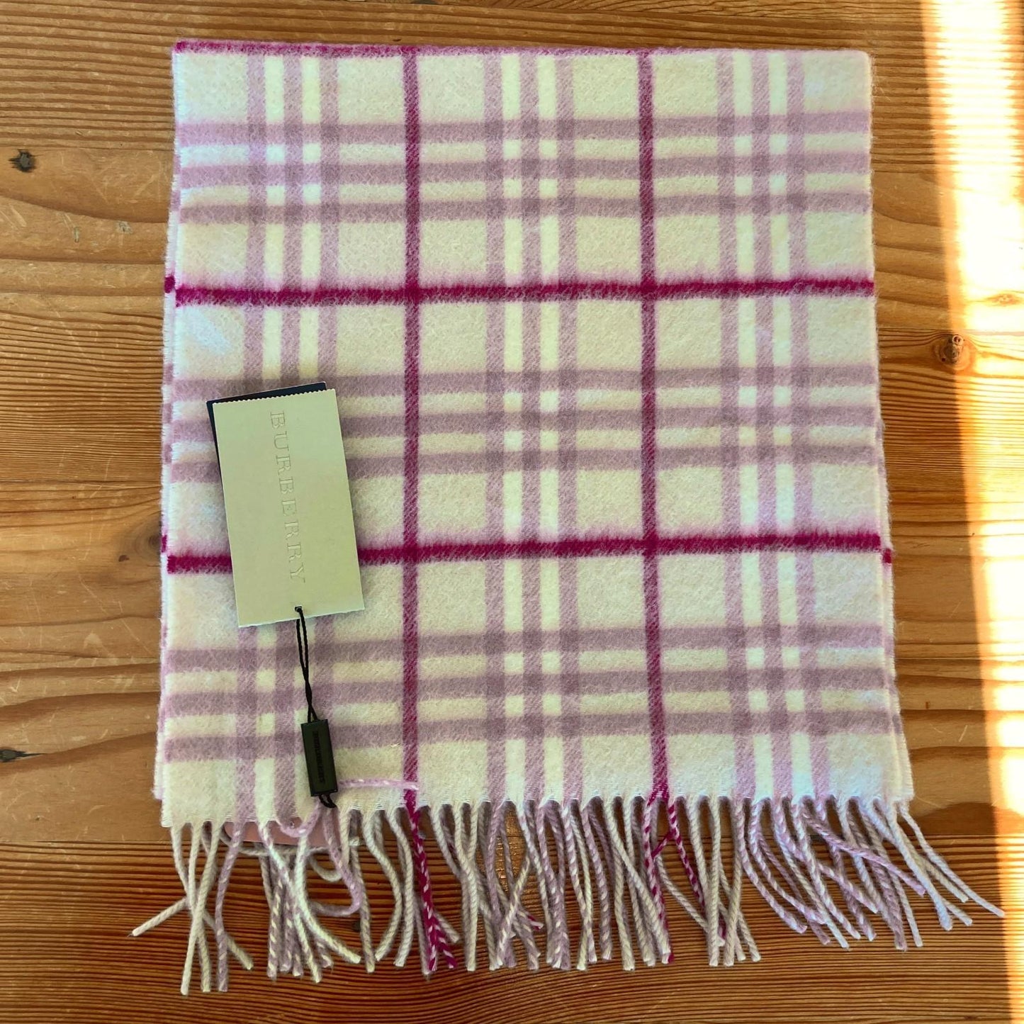 Burberry NEW $265 Dusty Pink Check Icon Cashmere Scarf 0322AS