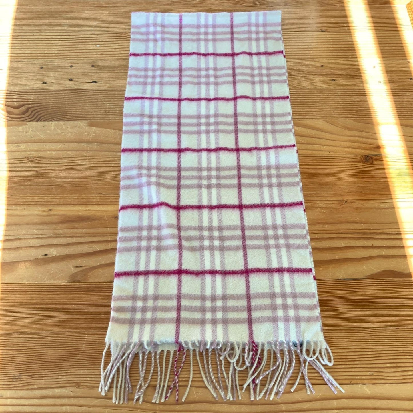 Burberry NEW $265 Dusty Pink Check Icon Cashmere Scarf 0322AS