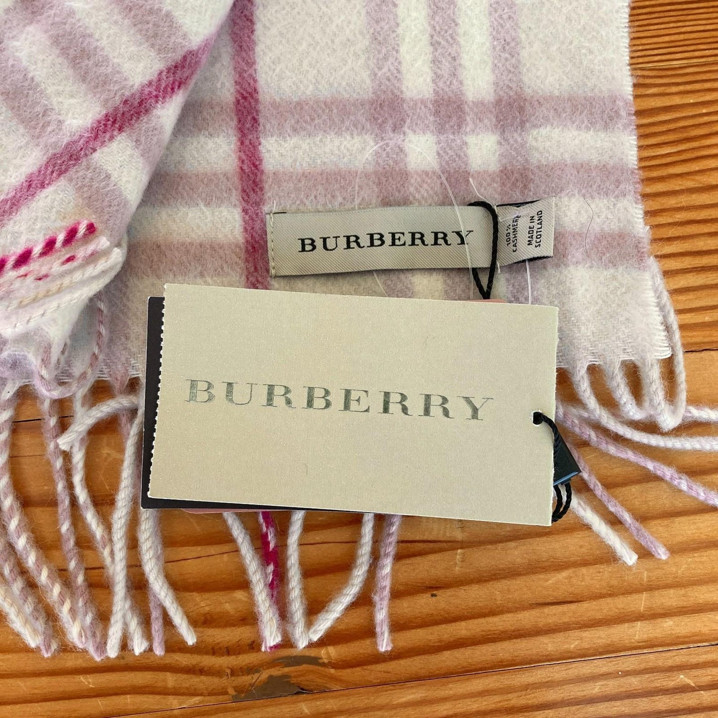 Burberry NEW $265 Dusty Pink Check Icon Cashmere Scarf 0322AS