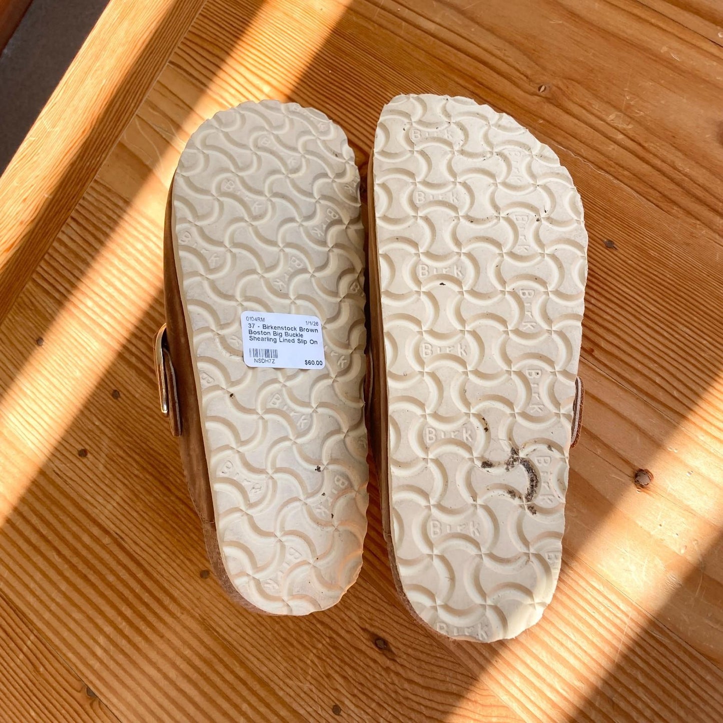 37 - Birkenstock Brown Boston Big Buckle Shearling Lined Slip On Shoes 0104RM