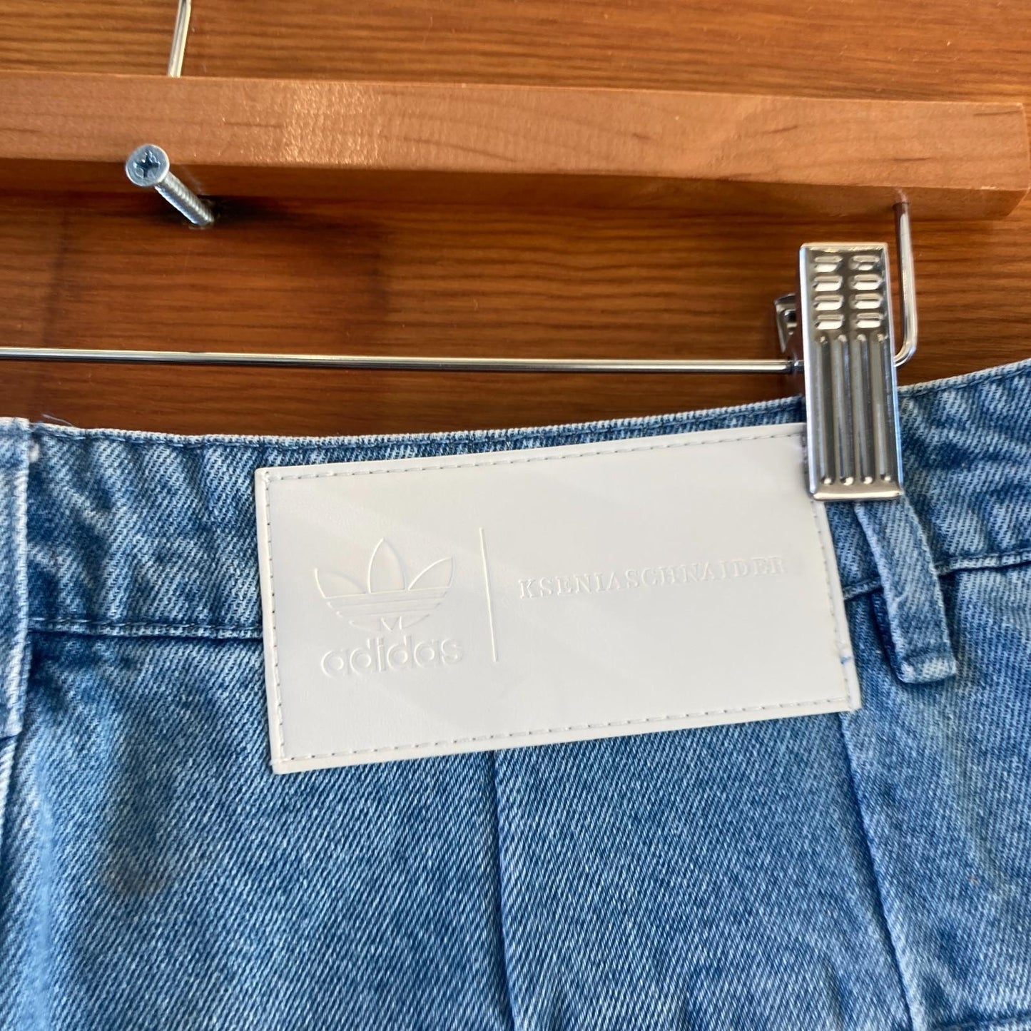 34 - Adidas X Kseniaschnaider Light Denim NEW $120 3 Stripe Womens Jeans 0110IC