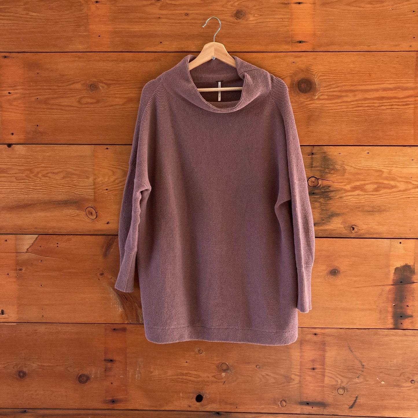 S - Free People Brown Ottoman Slouchy Ribbed Mock Neck Oversized Sweater 0111EH