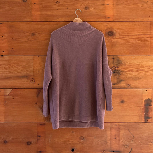 S - Free People Brown Ottoman Slouchy Ribbed Mock Neck Oversized Sweater 0111EH