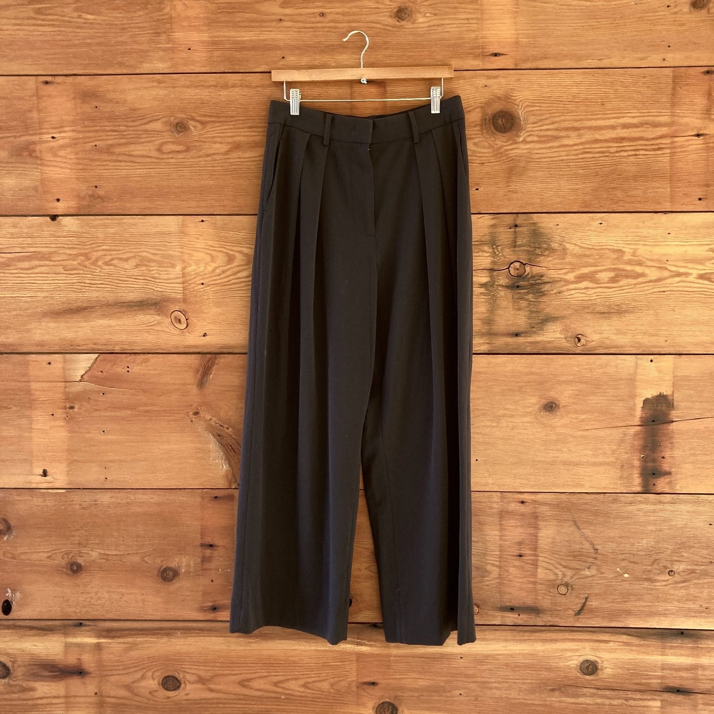 10 - Staud Womens Black Wide Leg Pleated Professional Trouser Pants 0725BV