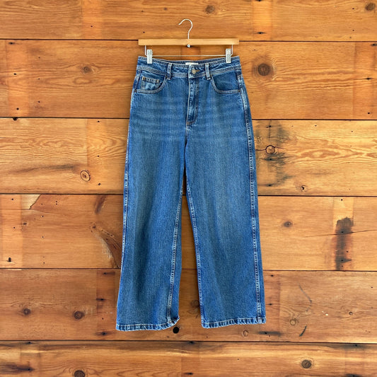 38 / 6 US - Sezane Medium Wash High Waisted Wide Leg 5 Pocket Jeans 0606RO