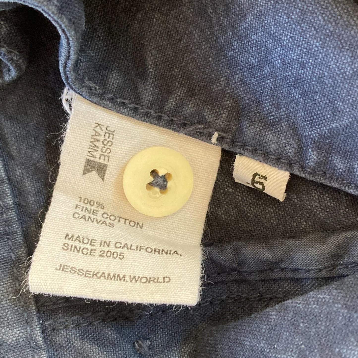 S - Jesse Kamm Navy Cotton Canvas Waxed Wide Leg High Waist Pants 0117JK