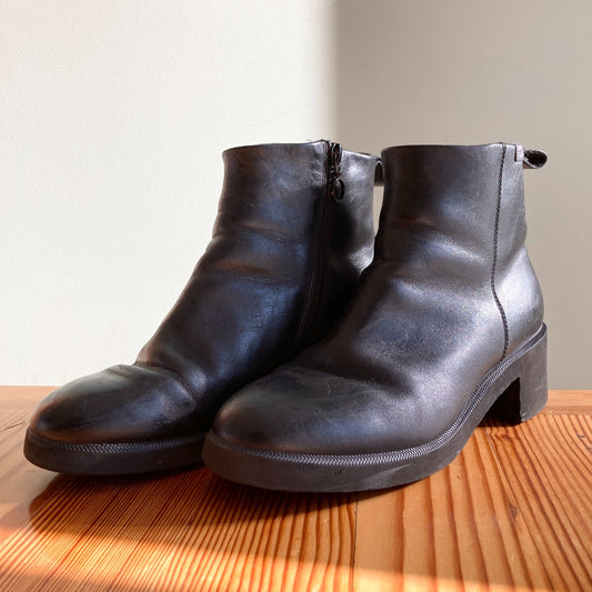 39 / 8.5 - Camper Black Leather Chunky Block Heel Womens Wonder Boots 0603AG