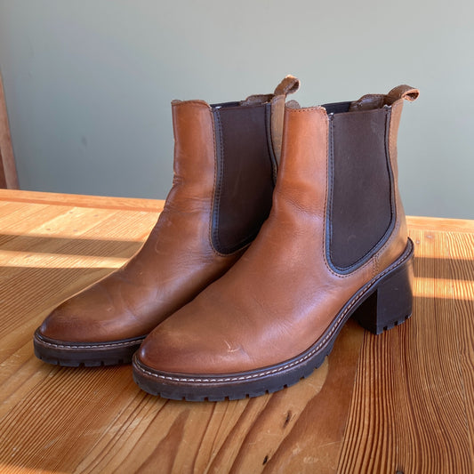 6.5 - Thursday Boot Company Toffee Tan Leather Knockout High Heel Boots 0106KL