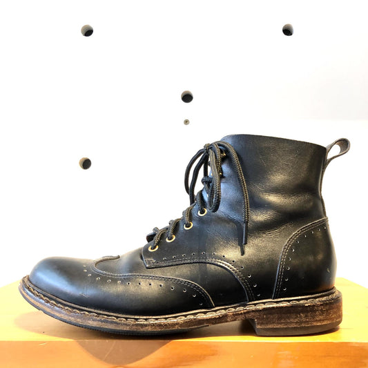 38.5 / 8.5 - Rag & Bone Black Leather Cozen Wingtip Lace Up Combat Boots 0504AK