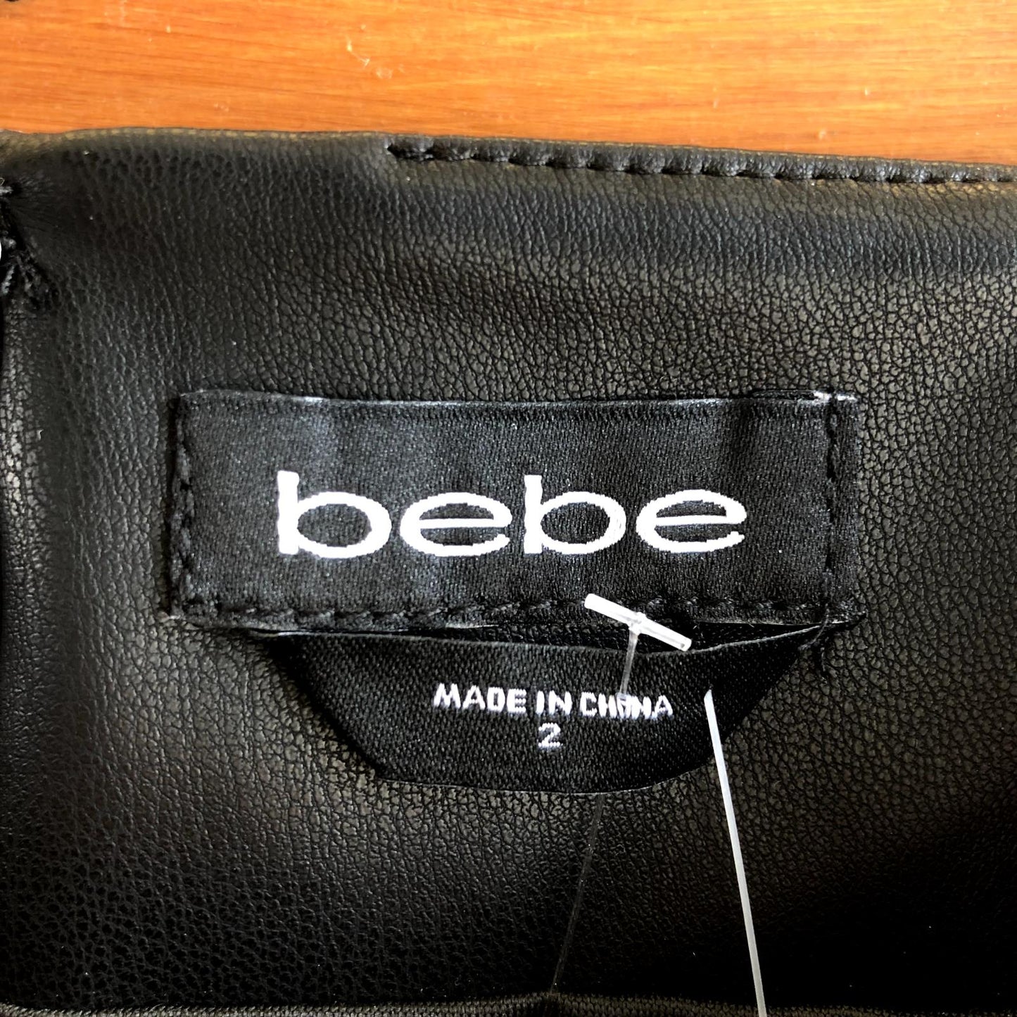 2 - Bebe Black Faux Leather Knot Detail Stretch Fit Pencil Skirt NEW 0929JM
