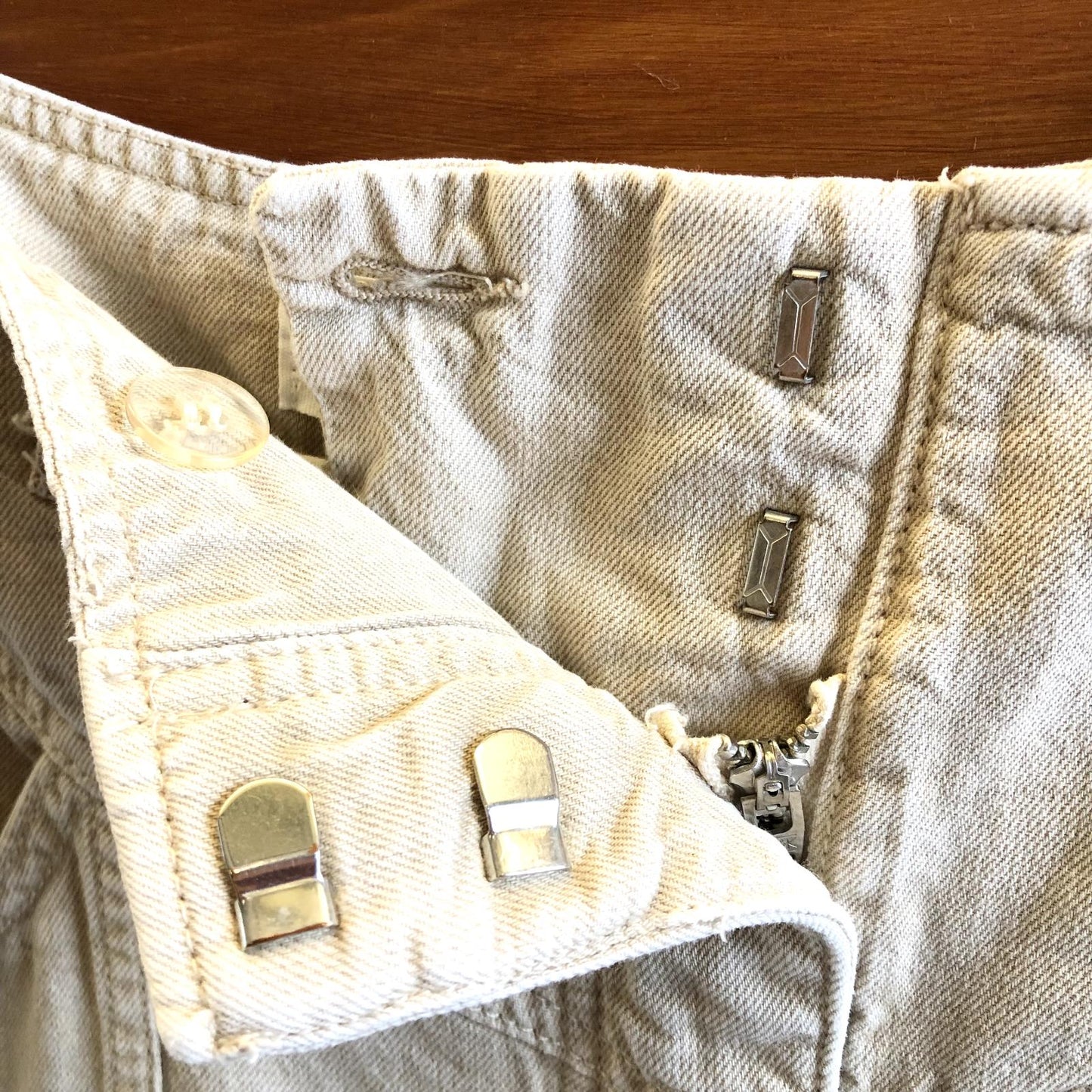 2 - Ba&Sh Khaki Cotton Linen Blend High Waisted Seam Front Lady Pants 1011SC
