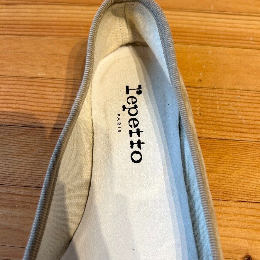 37 / 6.5 - Repetto Tan Suede Leather Bow Accents Ballet Flats Shoes 1202KA