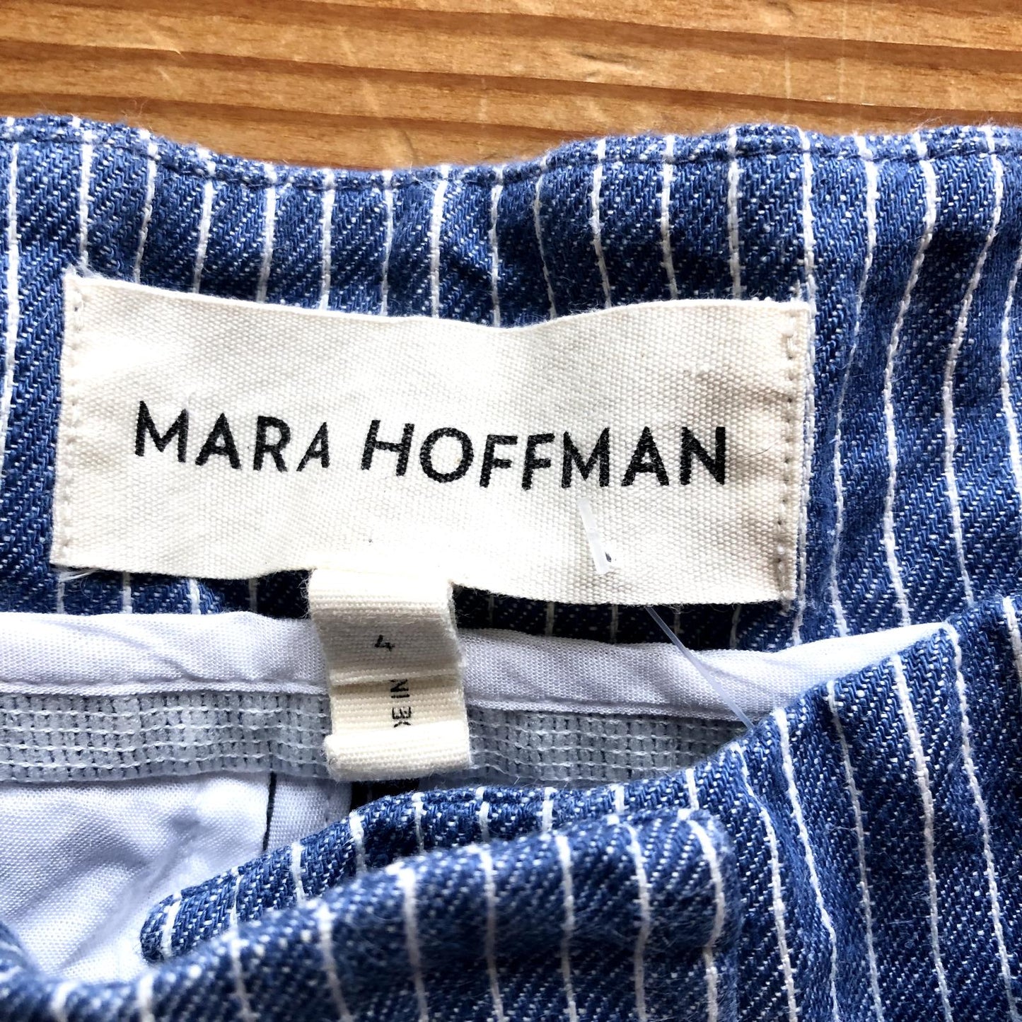 4 - Mara Hoffman Anthropologie Blue Striped High Rise Cuffed Shorts 1125KG