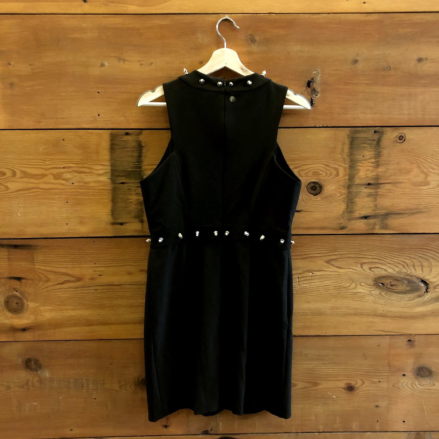 46 / L - VERSACE COLLECTION Black Spike Studded Sleeveless Dress 1118SM