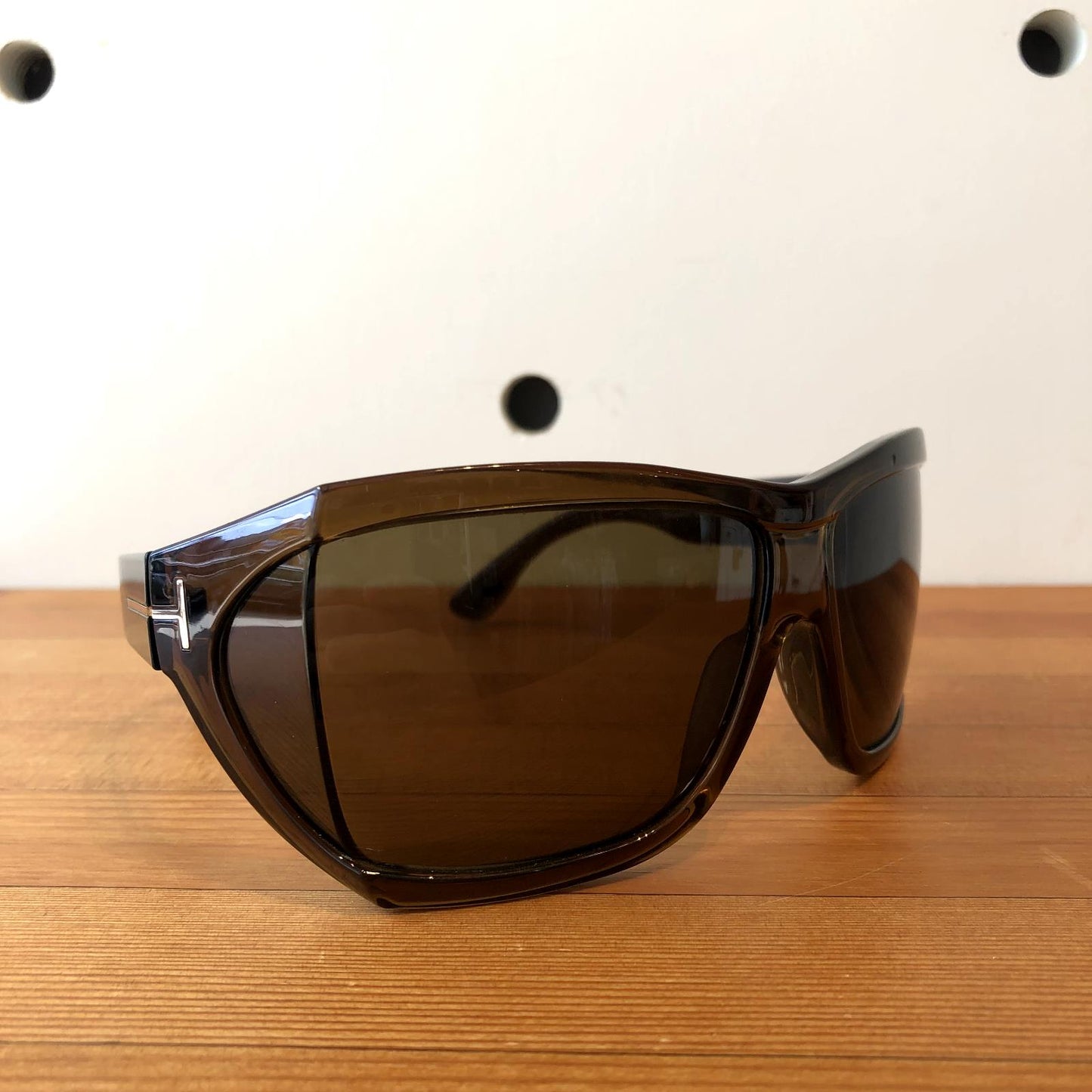 Tom Ford Transparent Brown Square Wrap Sedgewick Sunglasses w/ Case 0706AV