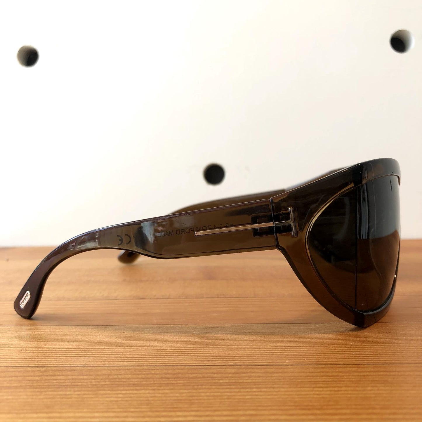 Tom Ford Transparent Brown Square Wrap Sedgewick Sunglasses w/ Case 0706AV