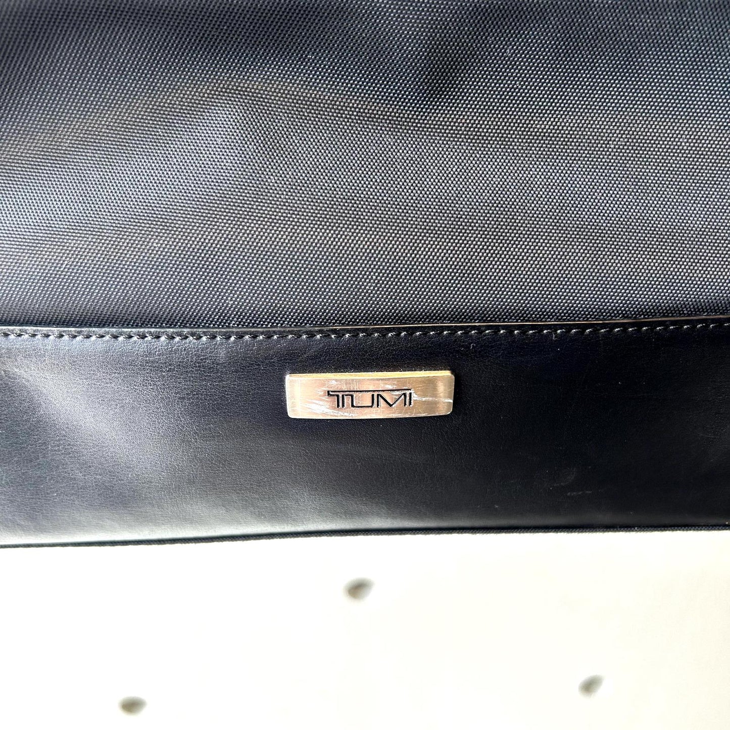 Tumi Black Leather Trim & Handle Top Zip Nylon Medium Shoulder Bag 1107SS