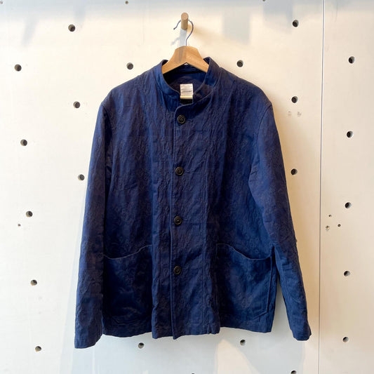 M - Sage de Cret Navy Blue Subtle Pattern Made in Japan Button Up Jacket 0611AJ