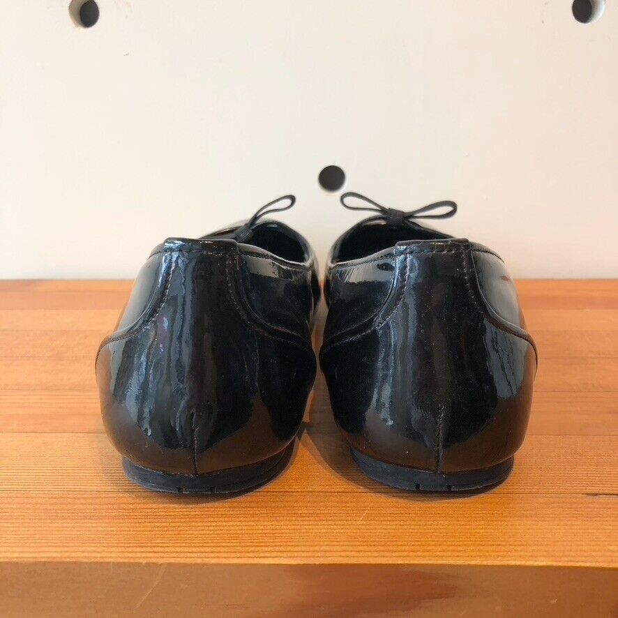 39.5 / 9.5 - Prada $390 Black Patent Leather Ballet Flats Shoes w/ Box 0212KO