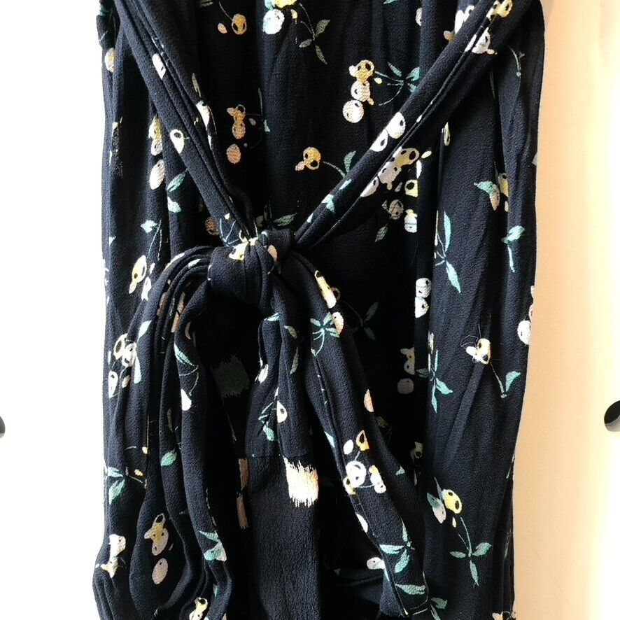M / L - Sarah Bibb Portland Designer $248 Navy Floral Tie Waist Dress 0318CA