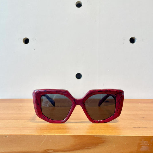 Prada $517 Red Marble Grey Gradient Lens SPR 14Z 15D5SO Sunglasses 1215KM