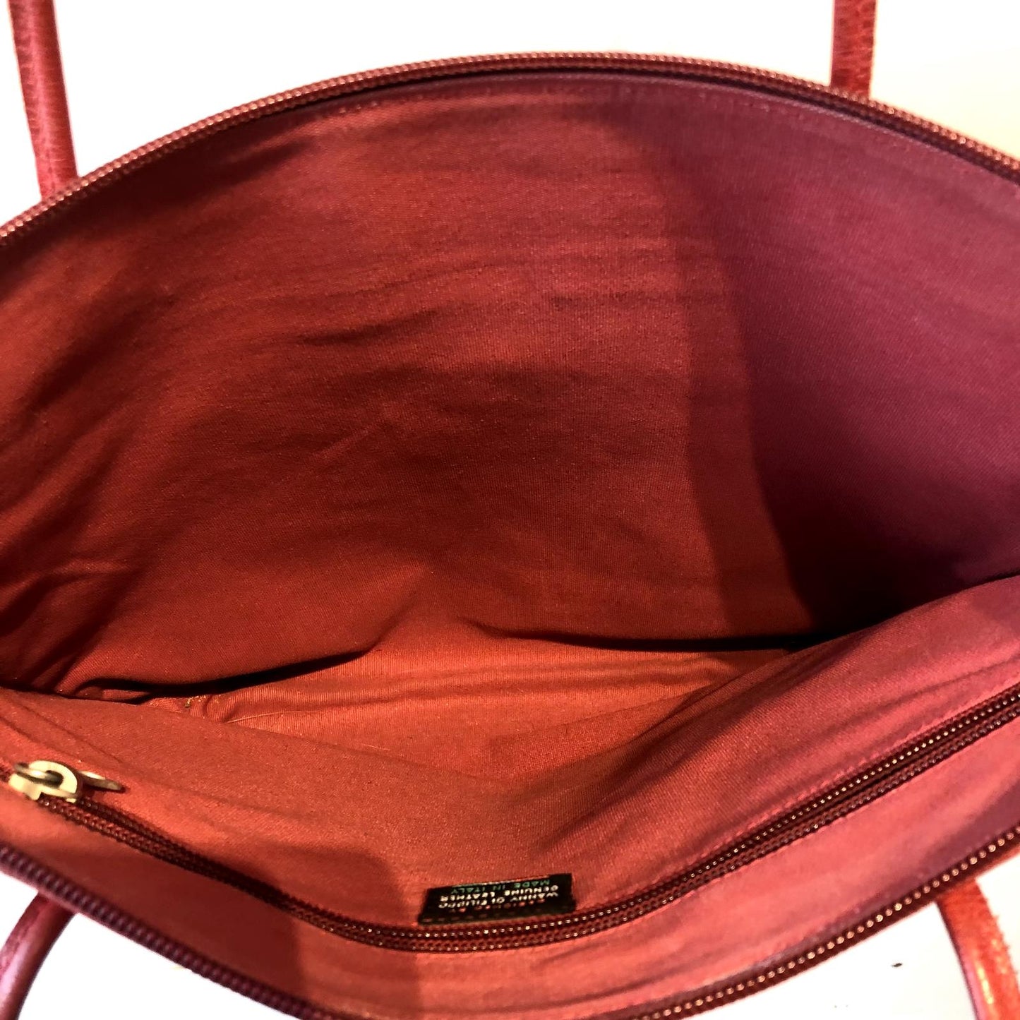 Il Bisonte Red Leather Made In Italy Zip Top Shoulder Bag Tote Purse 0914LH