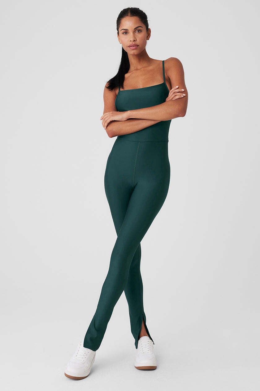 XS - ALO $148 Midnight Green Airlift Disco Daze Outfit Bodysuit 0405LS