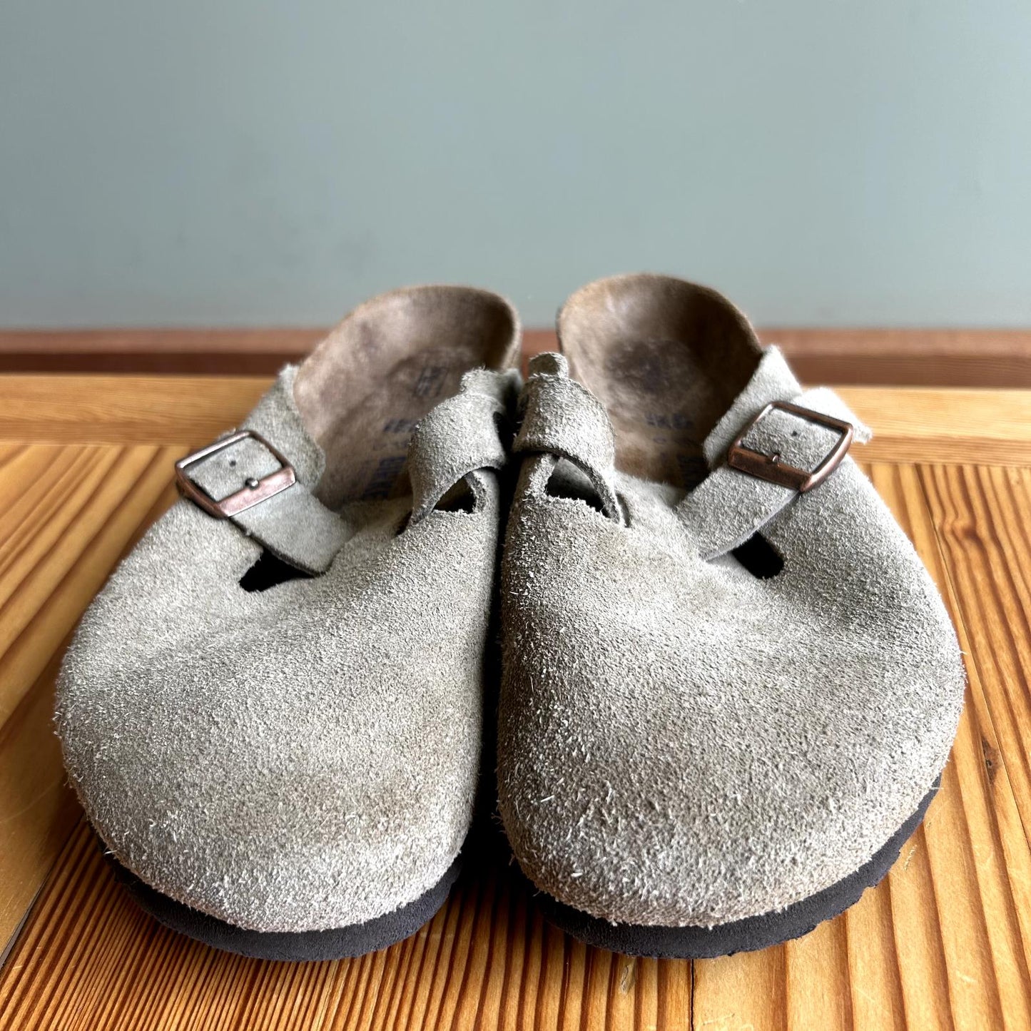 40 / 9 - Birkenstock Boston Clog Taupe Suede Leather Soft Footbed Shoes 3333MC