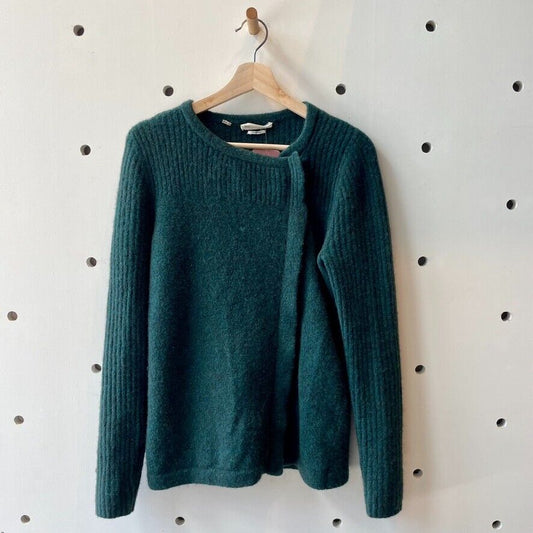 44 / L - Isabel Marant Green Asymmetrical Zip Wool Yak Cardigan Sweater 1130HS