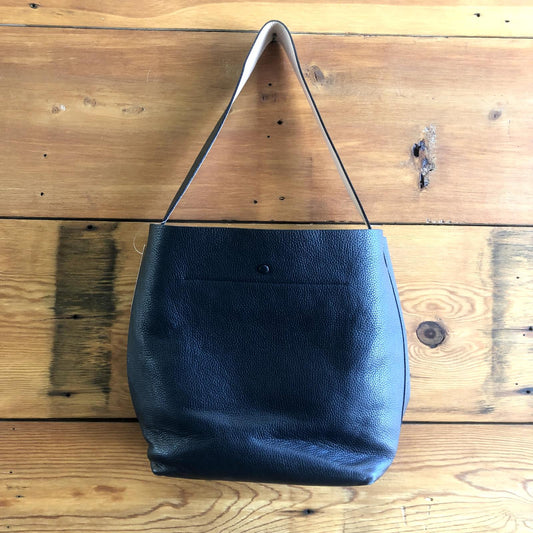 Cuyana Black Pebbled Leather Single Strap Sling Tote Purse Bag 0507KL