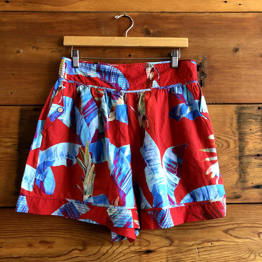 M - Farm Rio Red Ananas Banana Patterned High Waisted Shorts NEW 0914LR